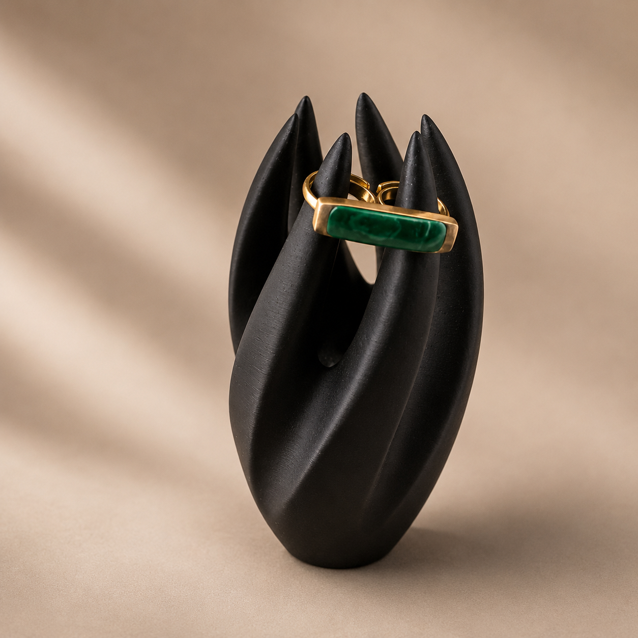 Emerald Beam Twin Ring