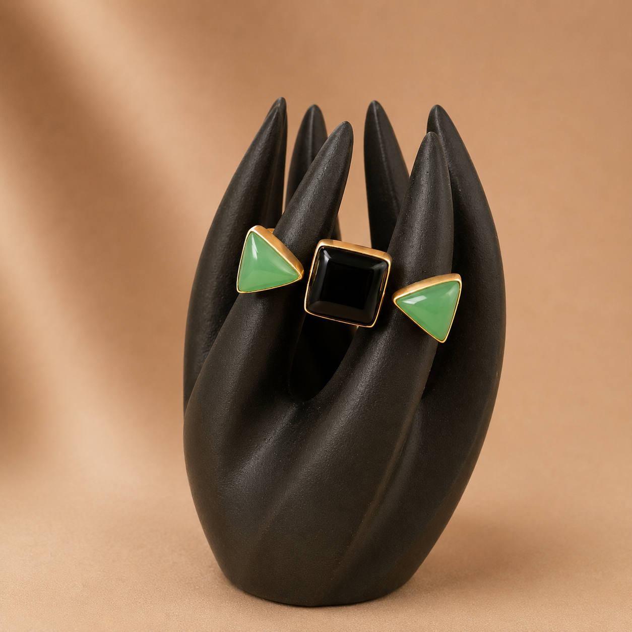 Triple Charm Ring... Green Black Green