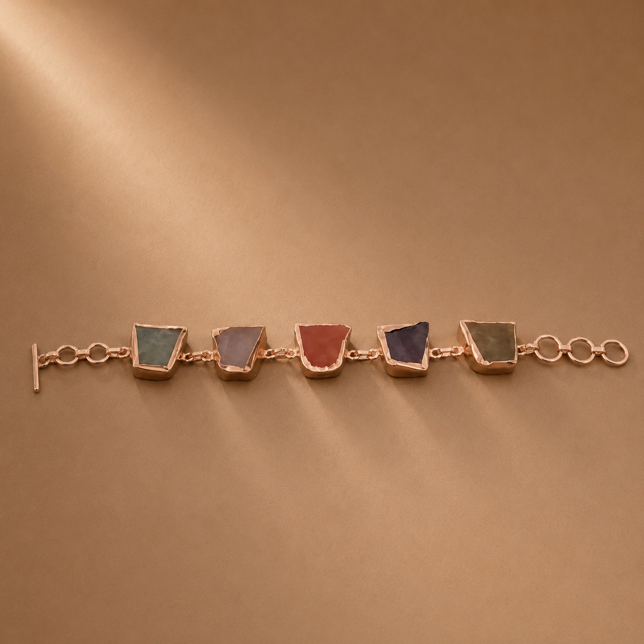 Multicolor Uncut stone link Bracelet