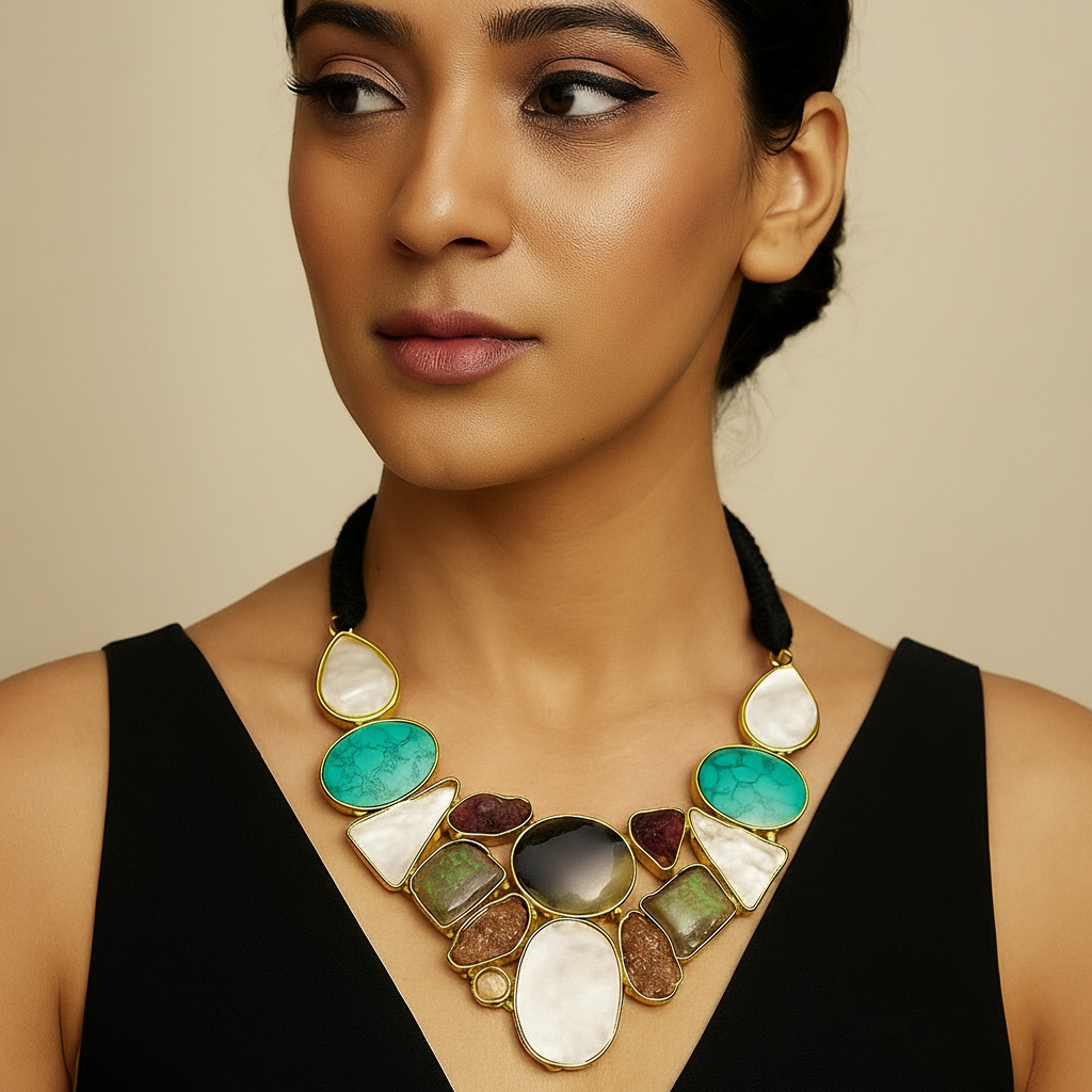 Chunky stone necklace Multicolor