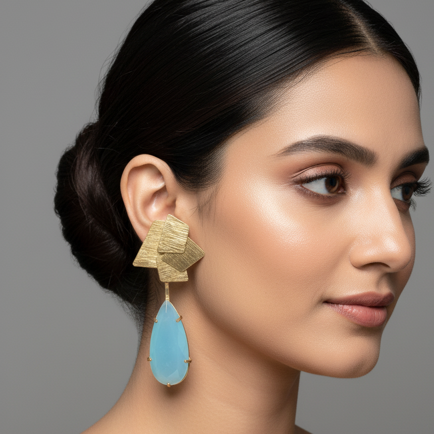 Brass and Blue earrings