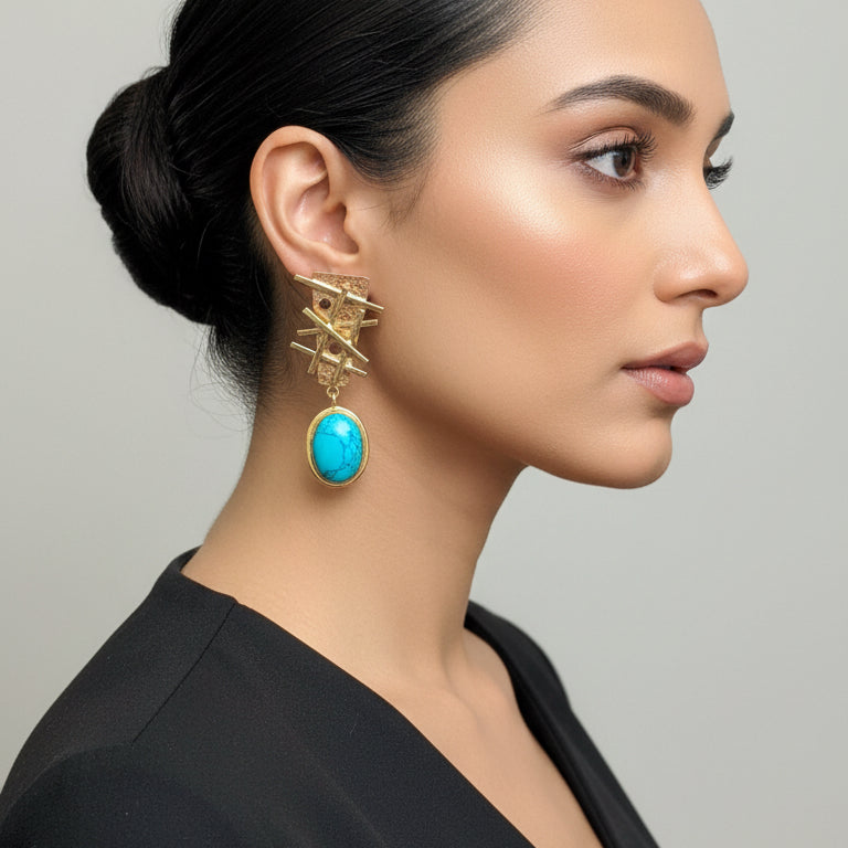 zig zag blue earrings