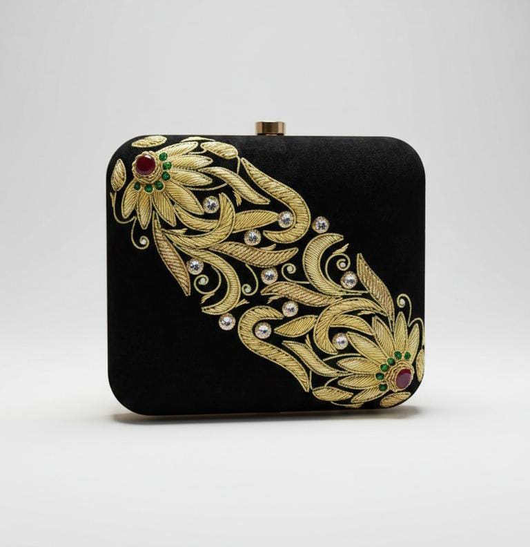 Black Zardosi Clutch Bag