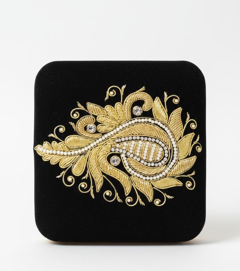 Black And Gold Zardosi Bag