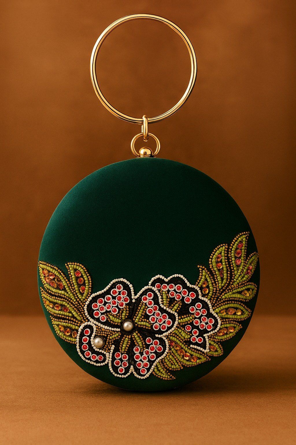 Green Handbag with Bangle Handle