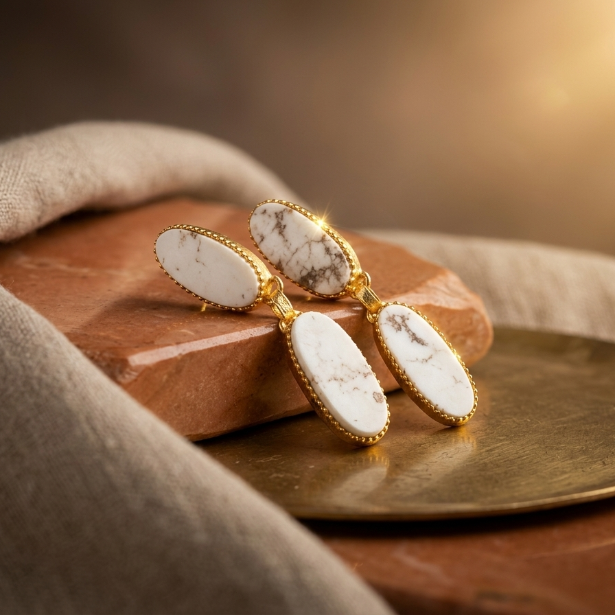 White Howlite Earrings
