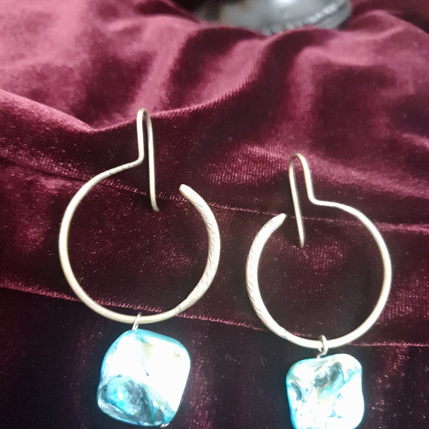 Green Twisted Loop earrings