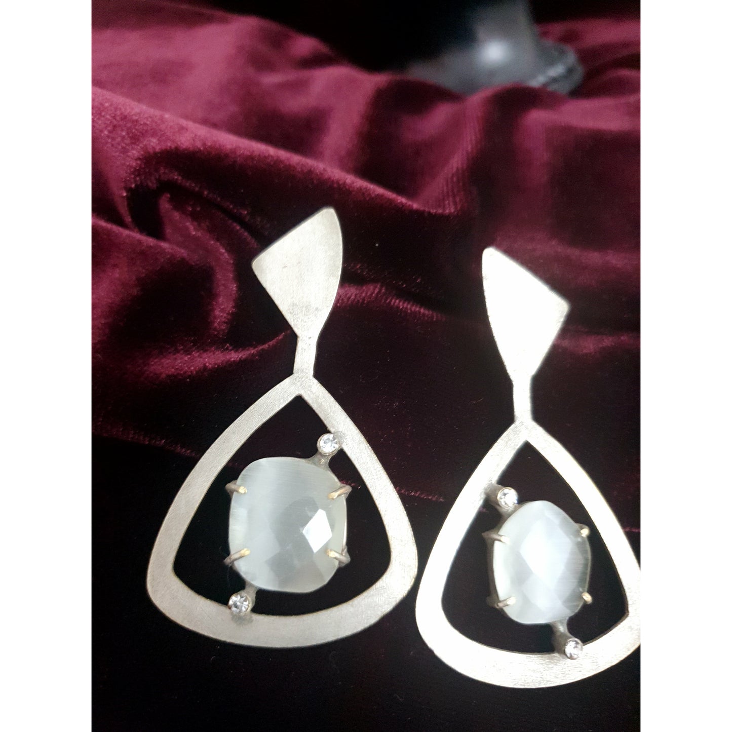 The Blue Triangle Stone Earrings