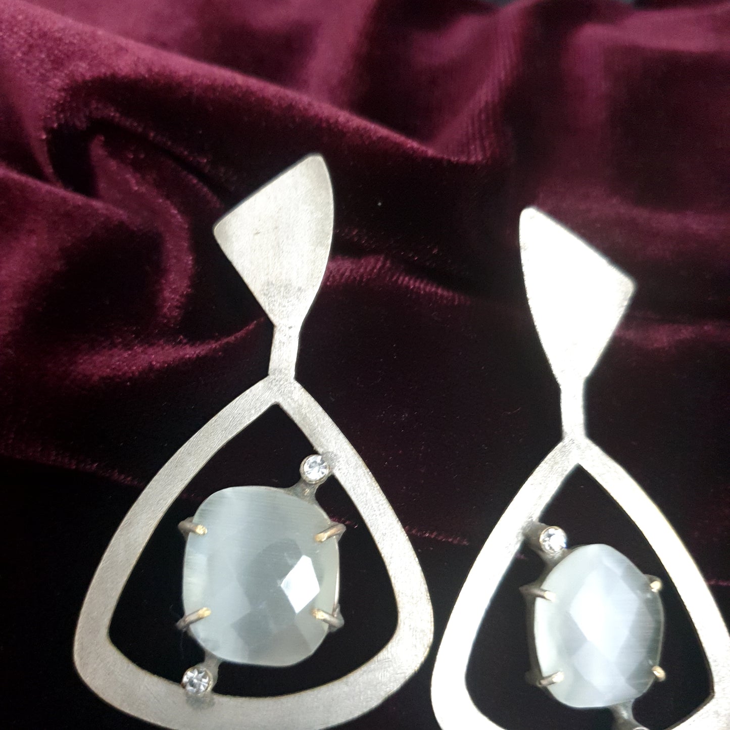 The Blue Triangle Stone Earrings
