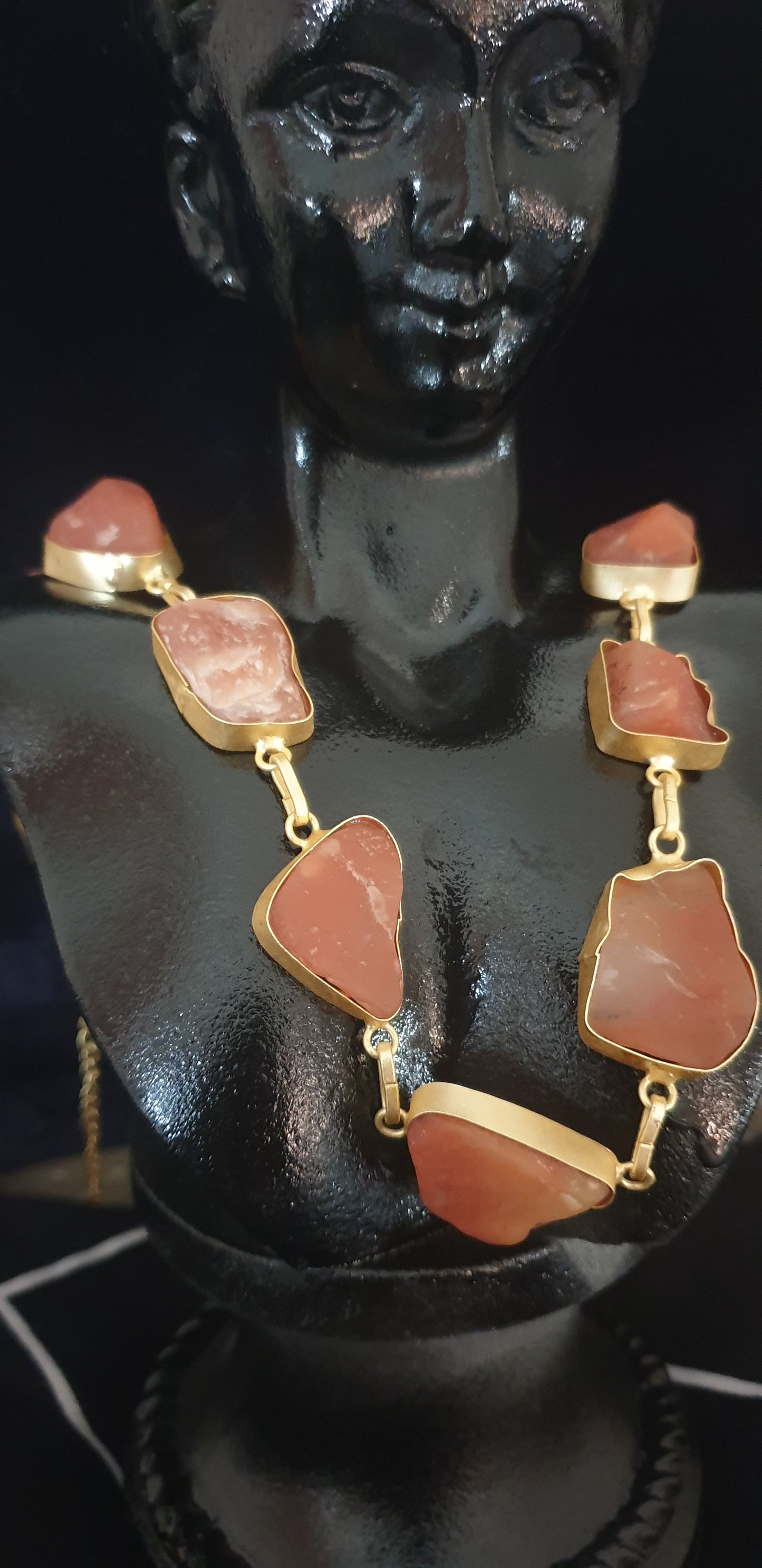 Rust Color Semi Precious Stone Necklace Set