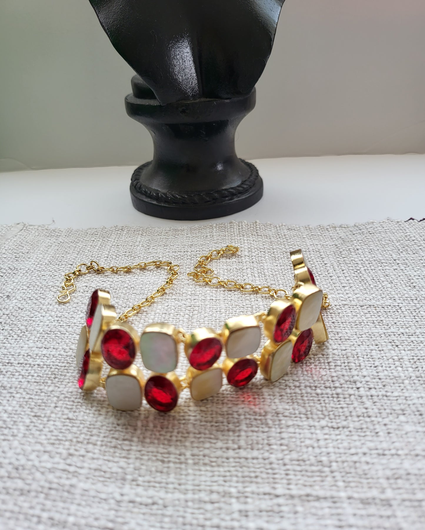 Red and White Stone choker