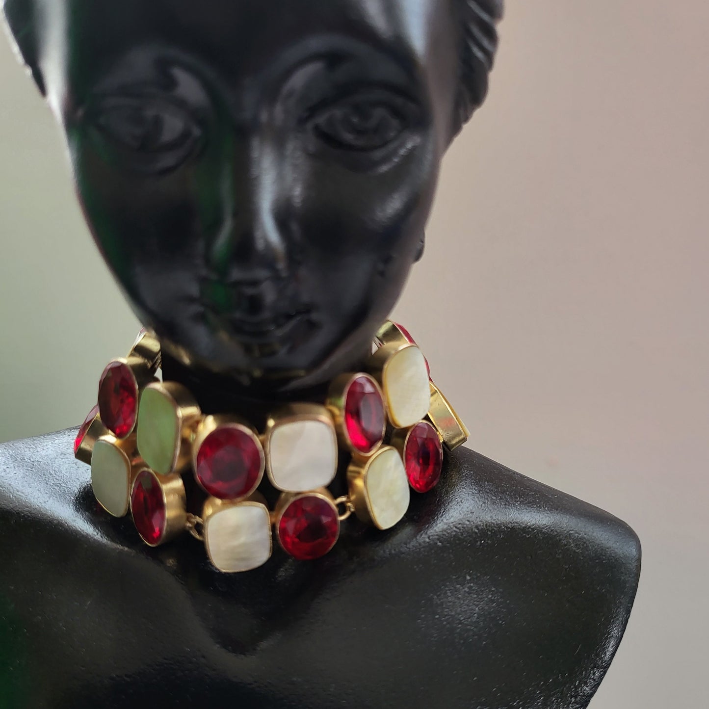 Red and White Stone choker