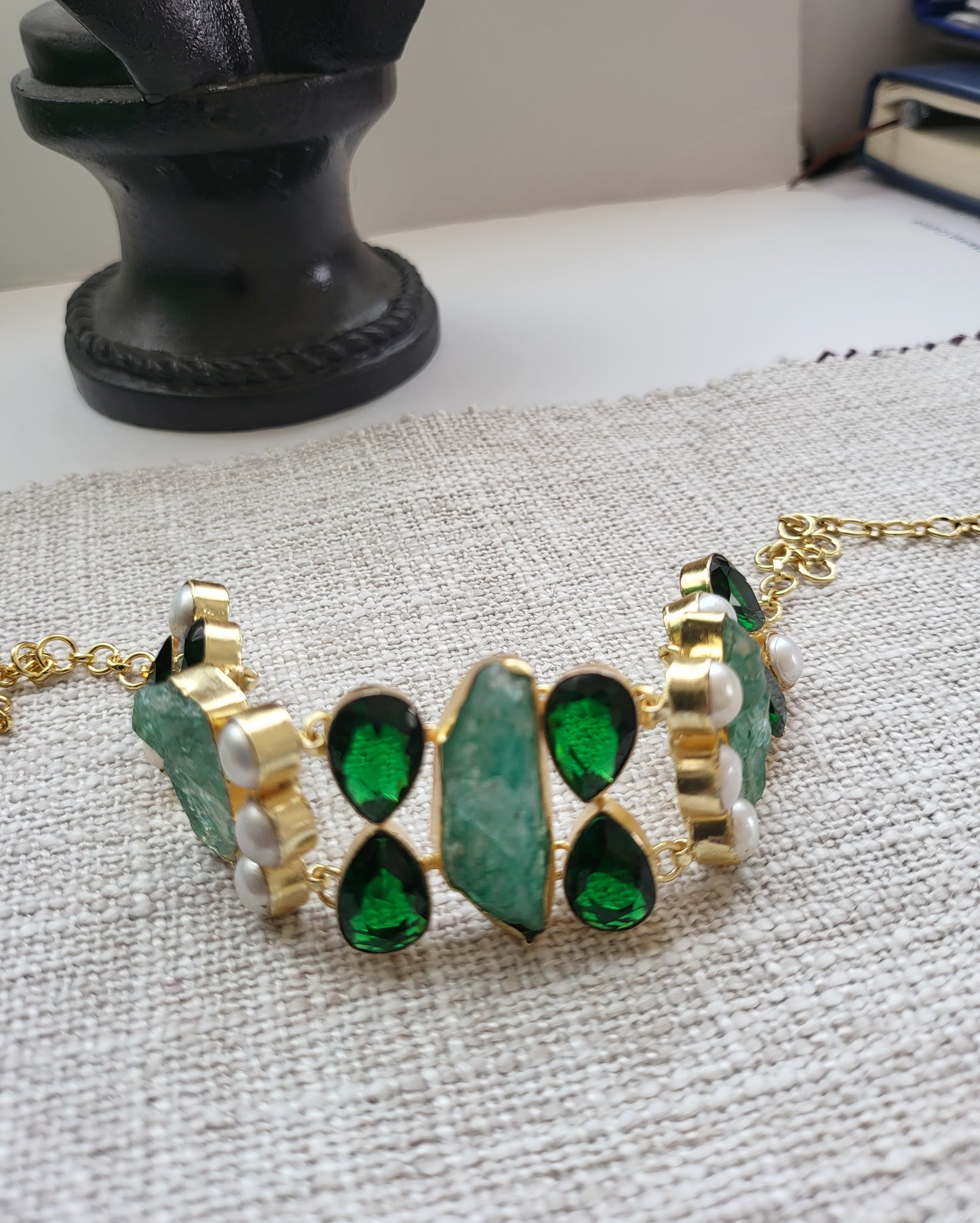 Uncut Green stones Choker