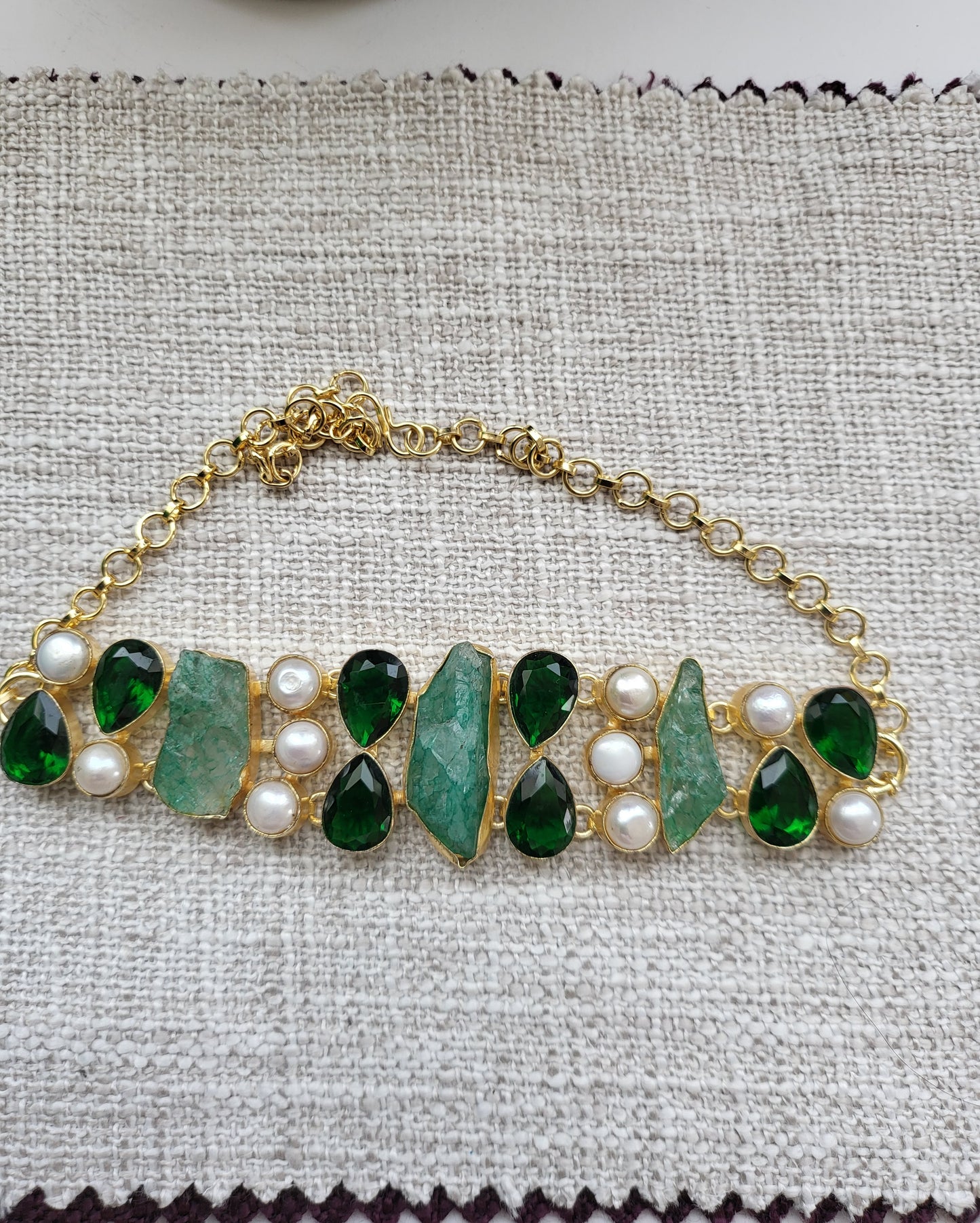 Uncut Green stones Choker