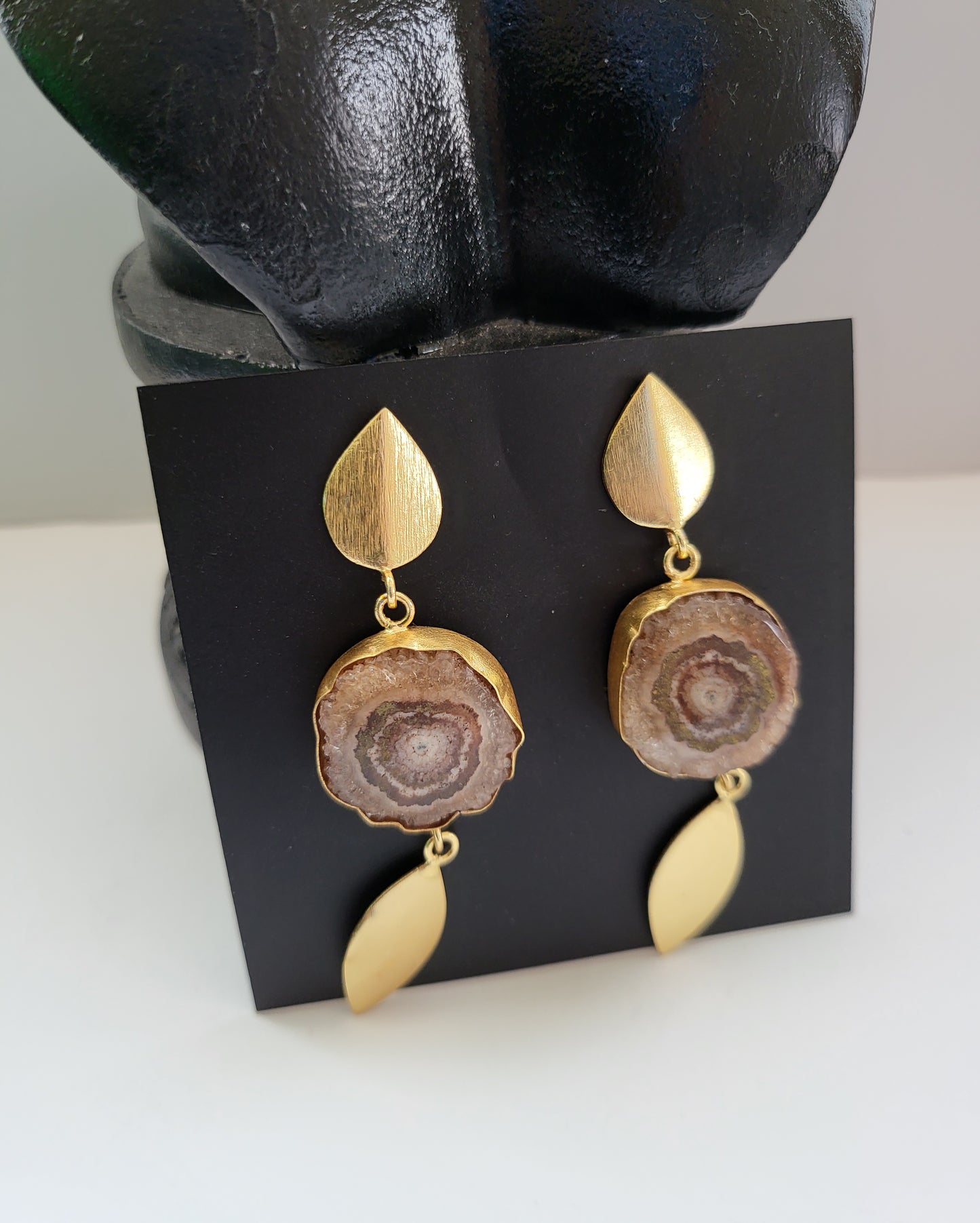 Brown Stone leaf Earrings