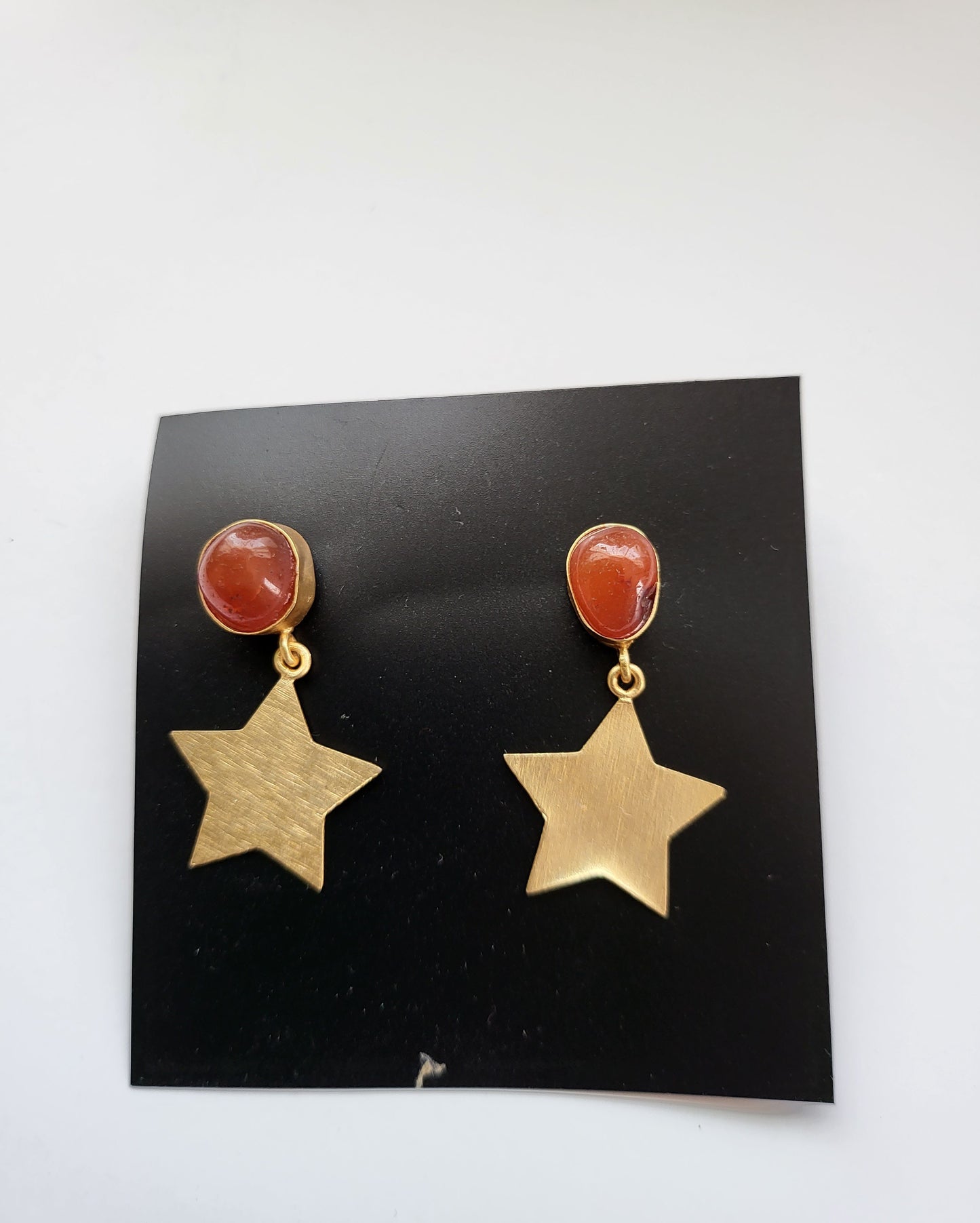 Stary Earrings with Orange Opal