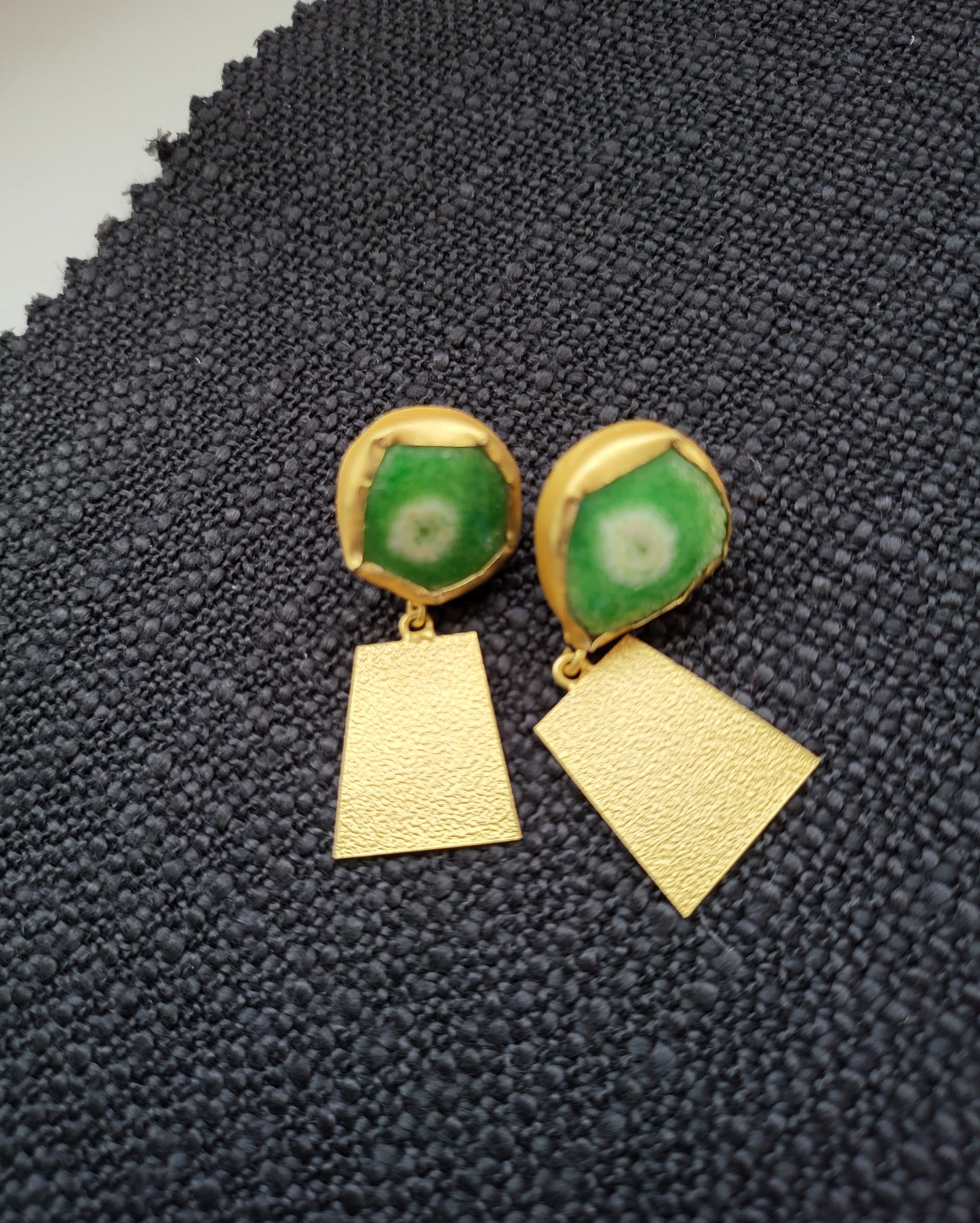 Green Druzy Stone Earrings