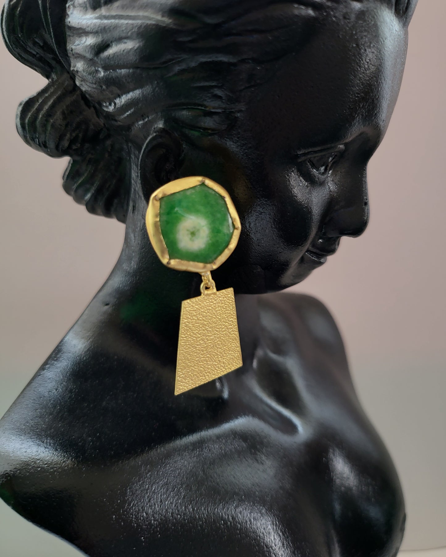 Green Druzy Stone Earrings