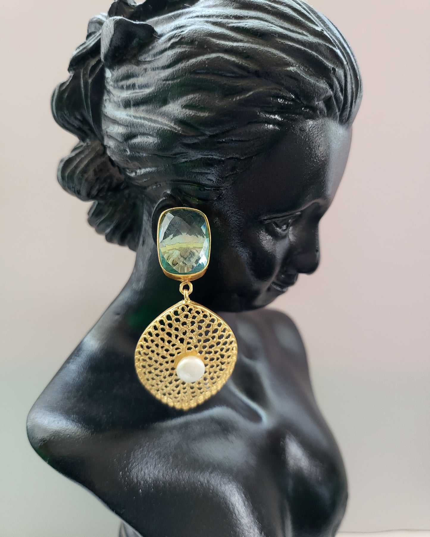 Netted Green Earrings