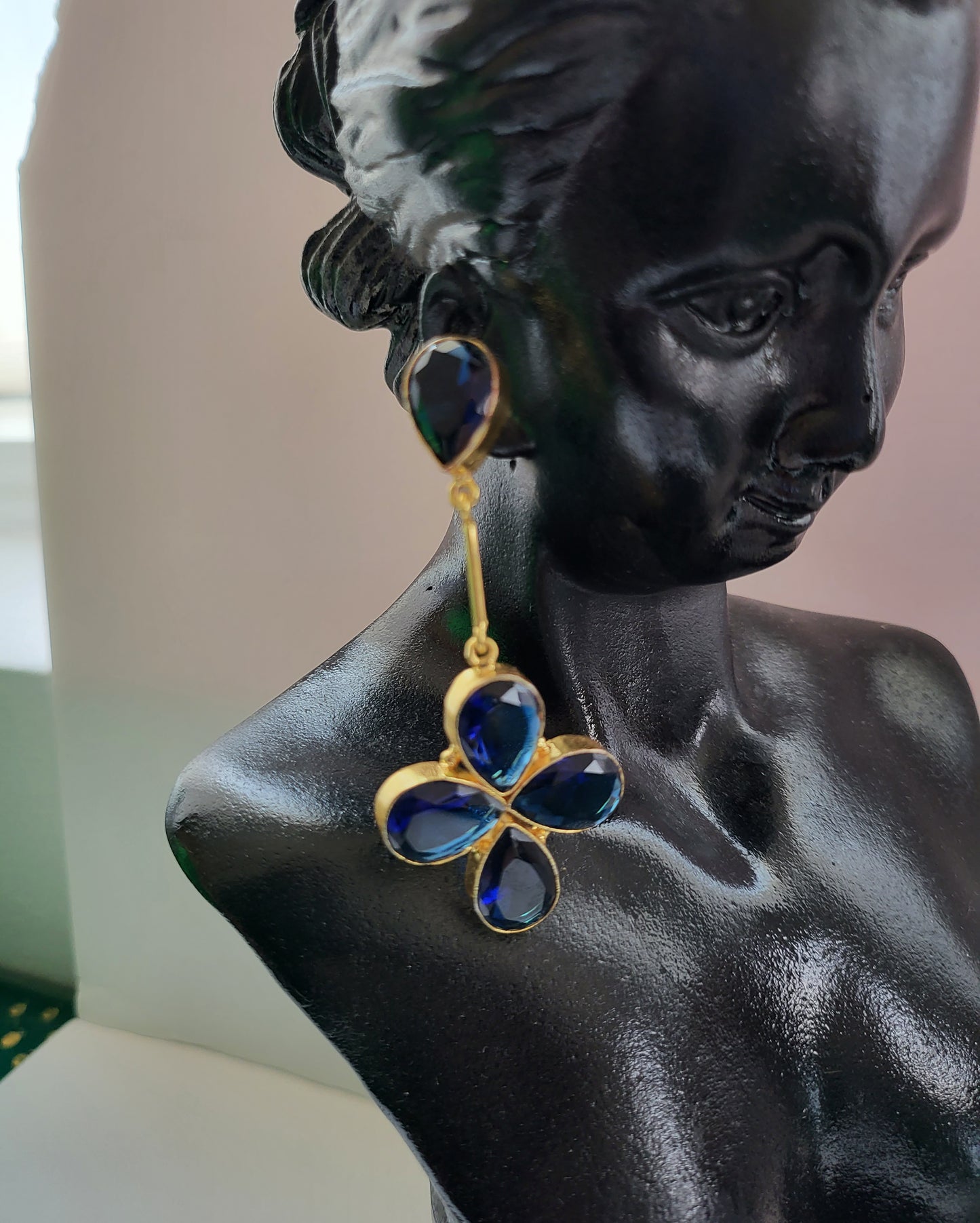 Blue Crystal Stone Danglers