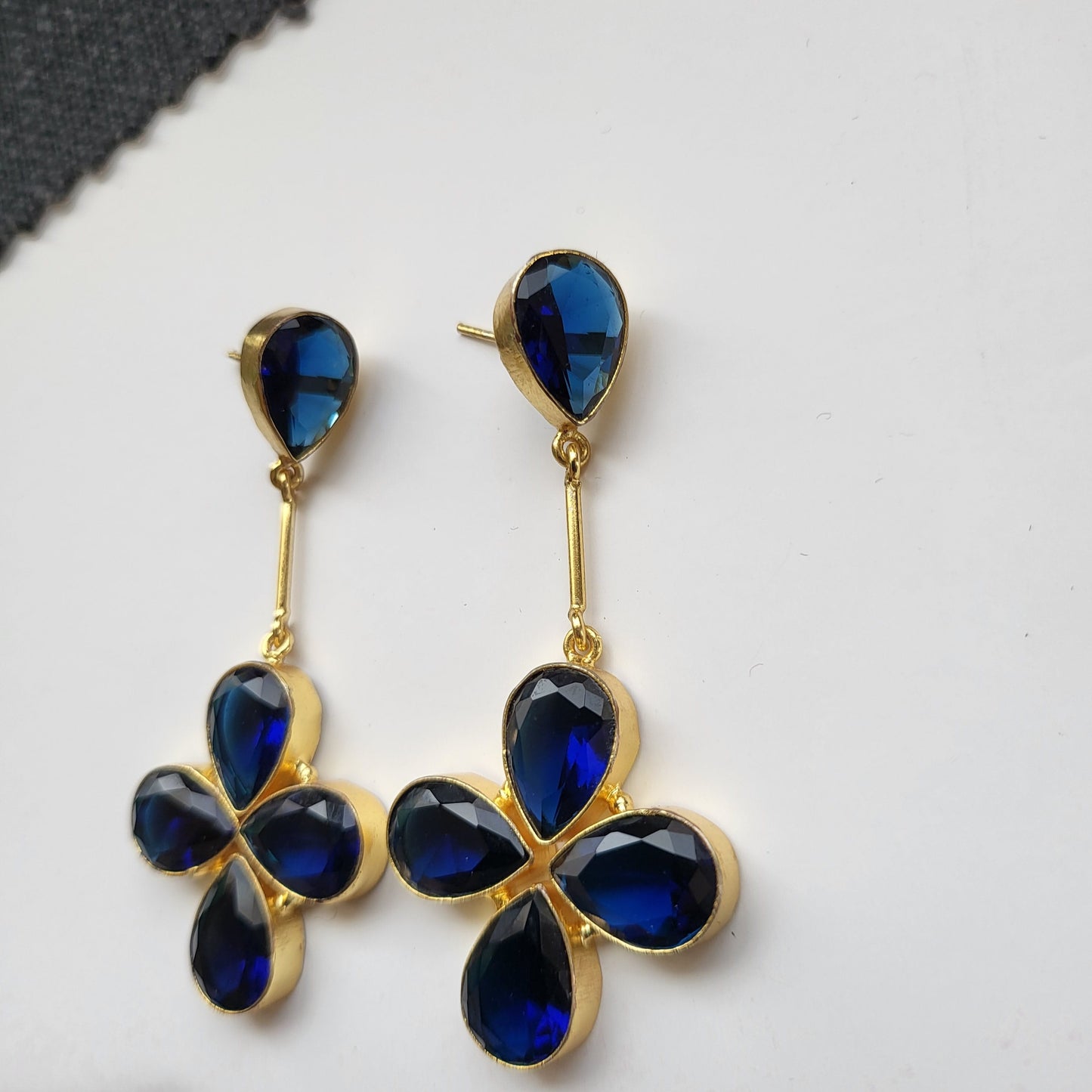 Blue Crystal Stone Danglers