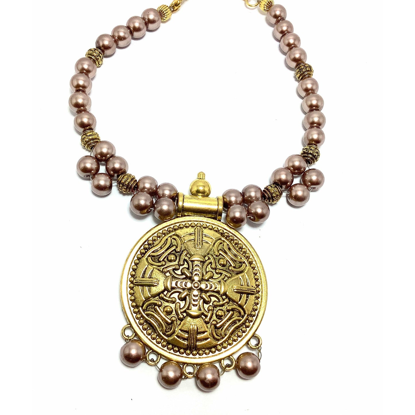 Copper Bead and Brass Handmade Necklace
