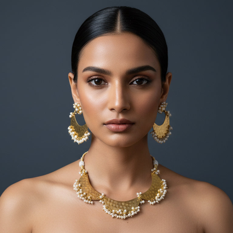 The Brass and Pearl Necklace set