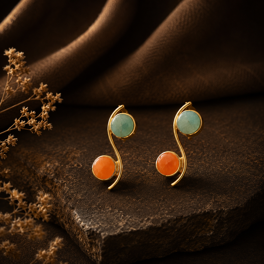 Green and Orange Brass earrings