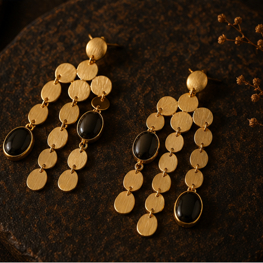 Black Passion Tassel Drop Earrings