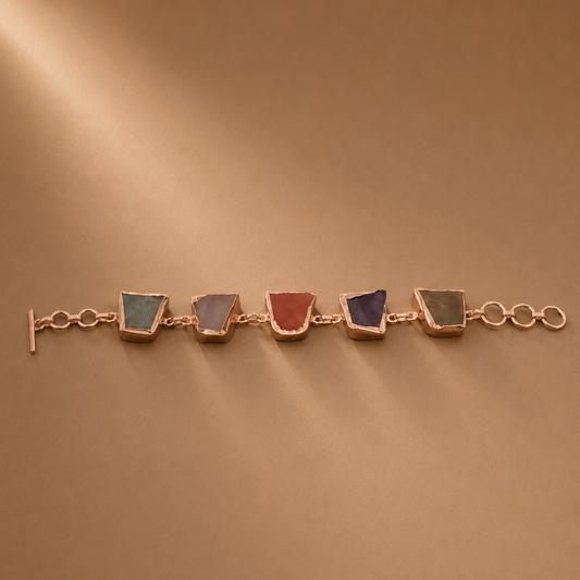 Multicolor Uncut stone link Bracelet