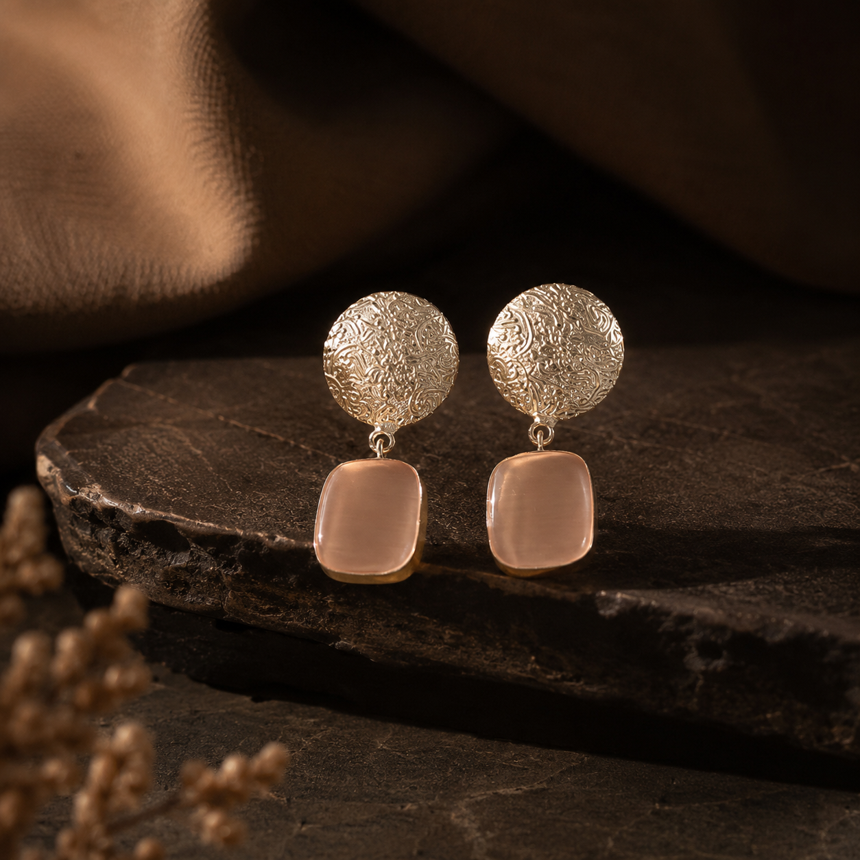 Peach Brass Earrings