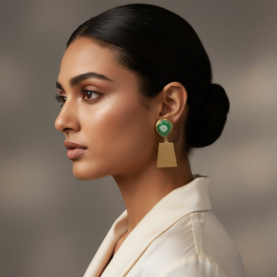Green Druzzy Stone Earrings