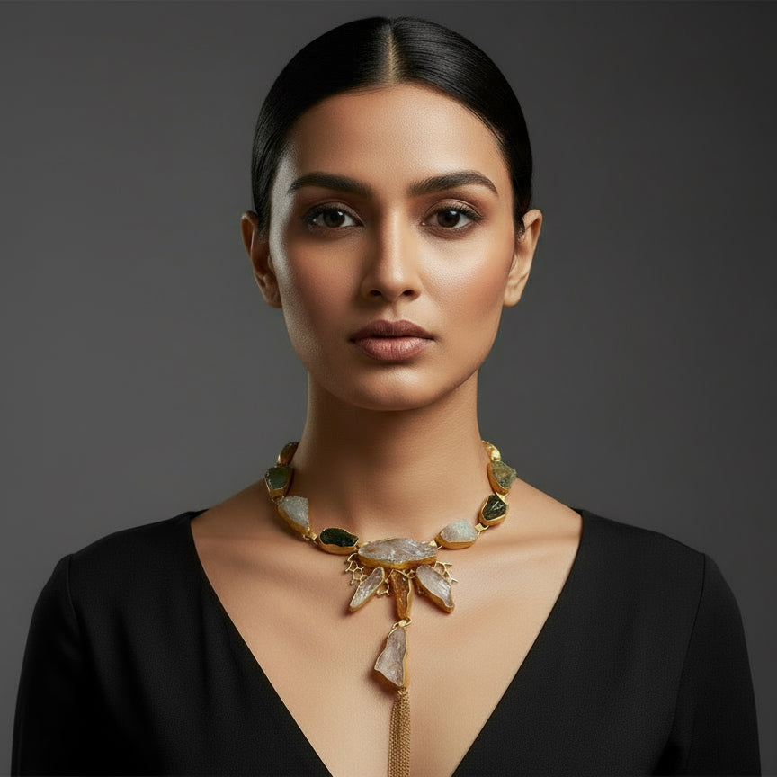 Multicolor Uncut Stone neck piece