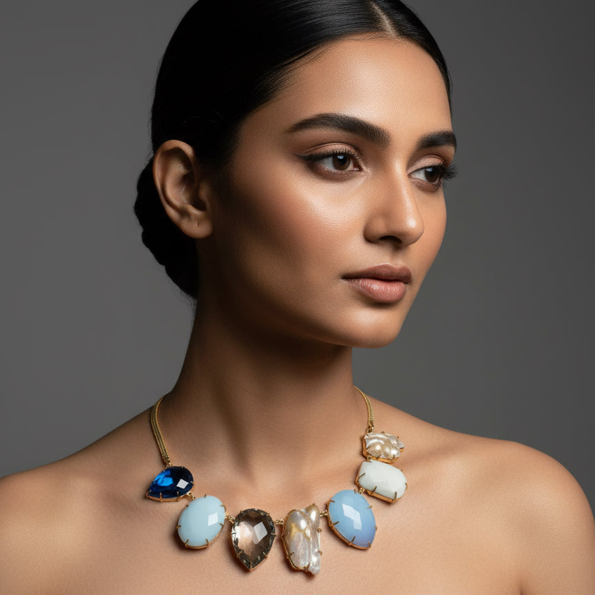 Mother of Pearl Large Stone Necklace