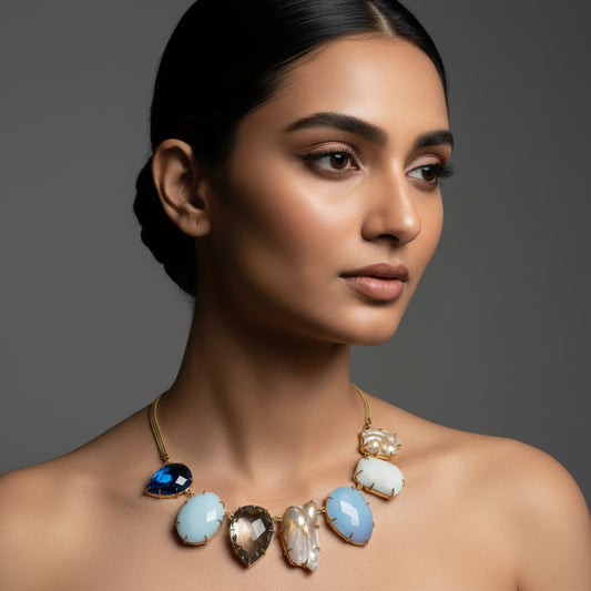 Mother of Pearl Large Stone Necklace