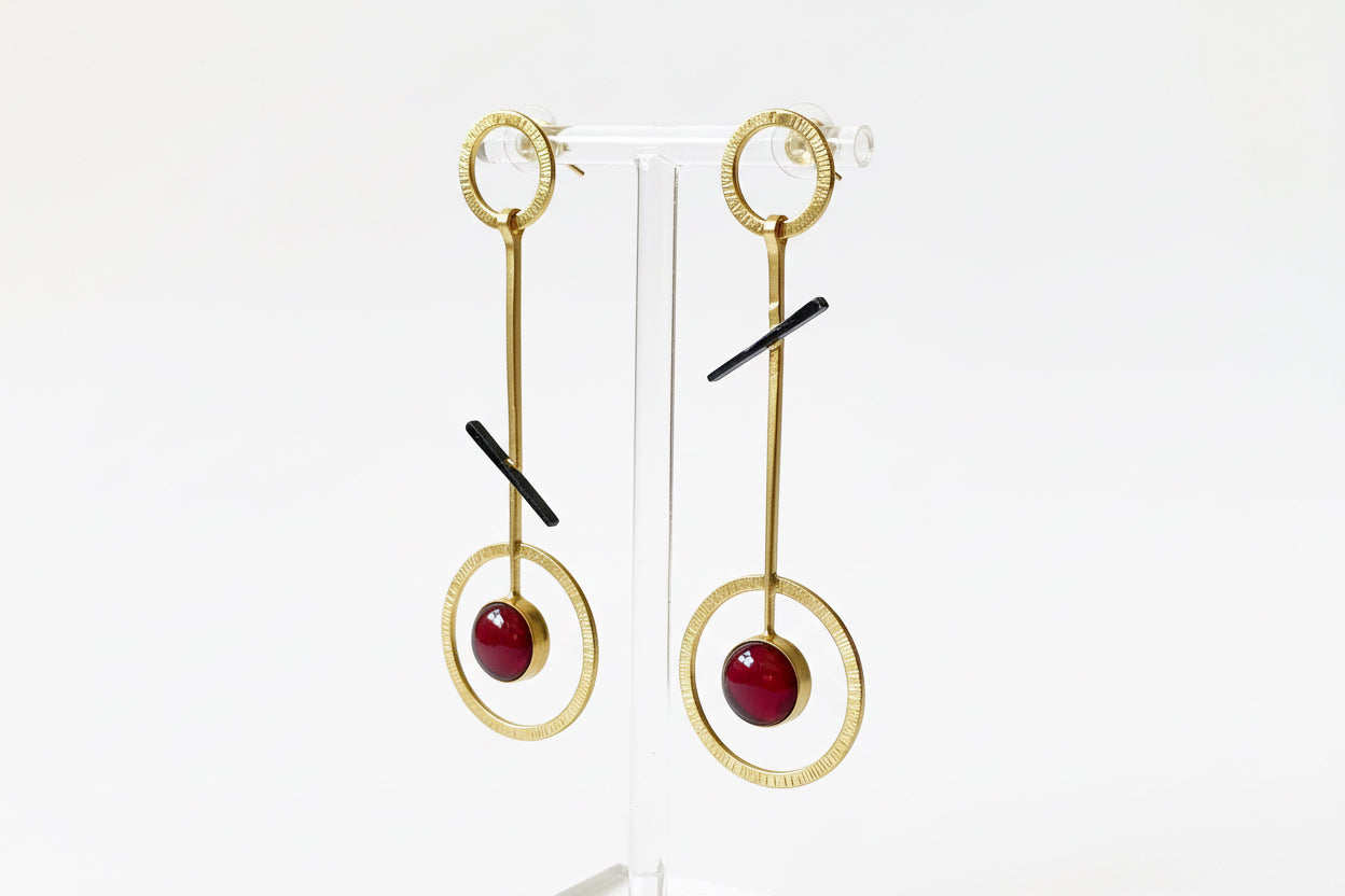 Long Red drop earrings