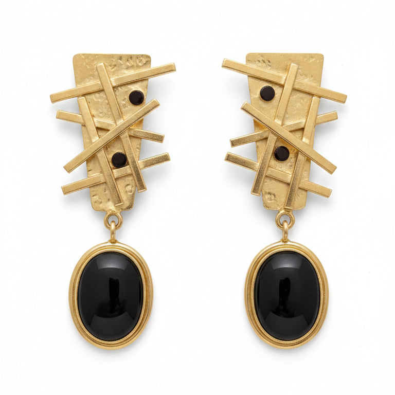 Gold and black earrings 