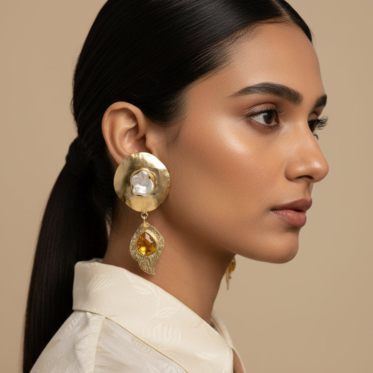 Mother of Pearl and Stone earrings