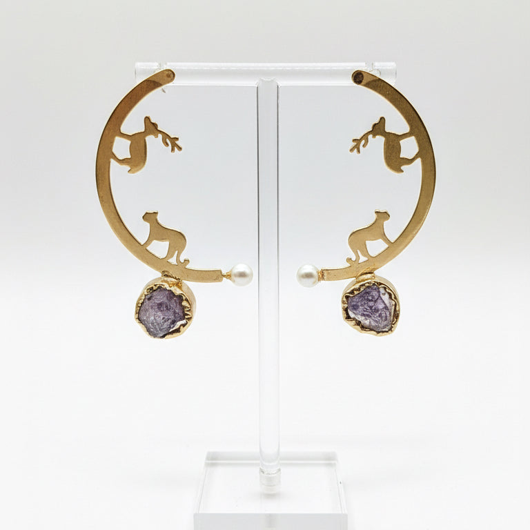 brass earrings with Christmas designs 