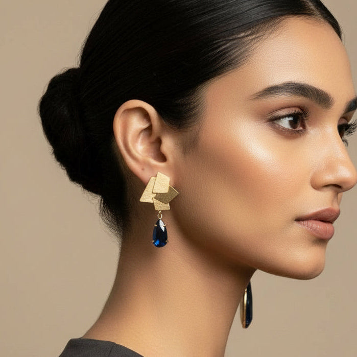 The Deep Blue  Zig Zag Earrings