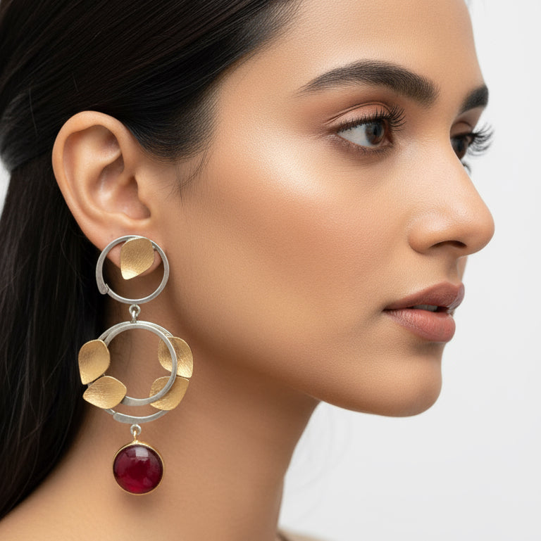 the ring in ring red stone earrings 