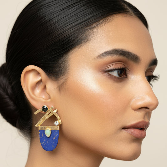 the blue metal earrings 