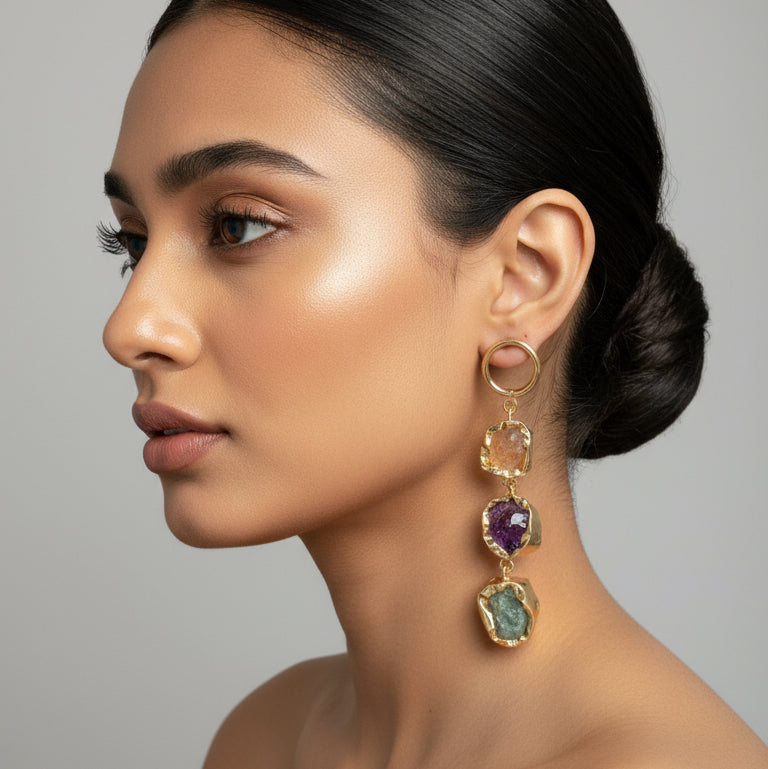 Multi stone dangler earrings 