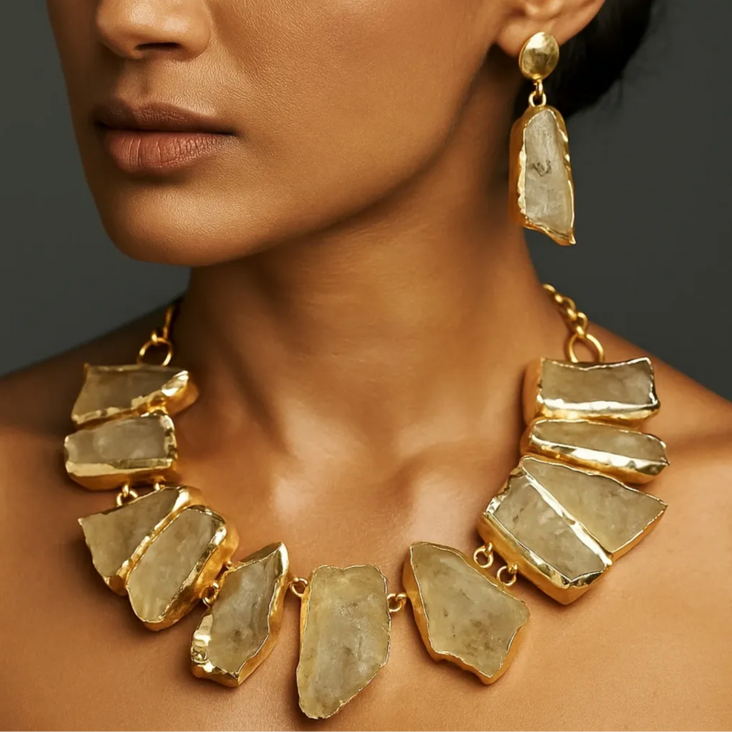 Opal Uncut Stone Necklace Set
