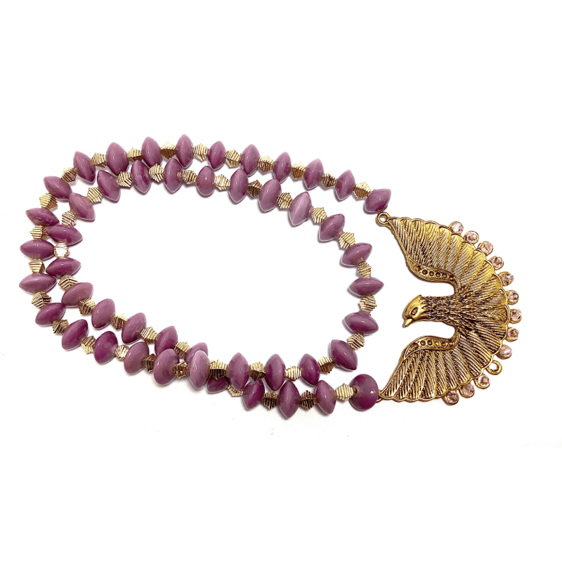 Light purple handmade necklace with bracelet