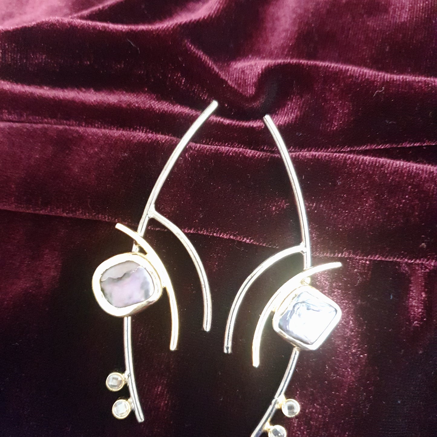 The Abstract Earrings with uncut stone