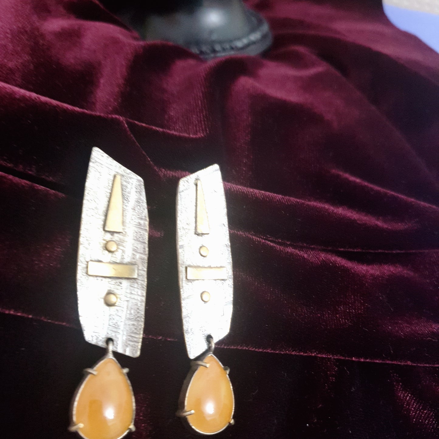 Yellow Long Rectangle Earrings