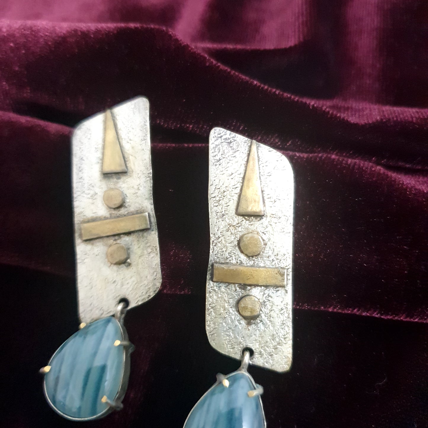 Blue Rectangle Earrings