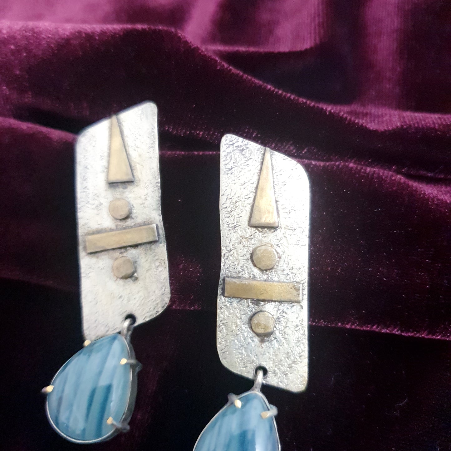 Blue Rectangle Earrings