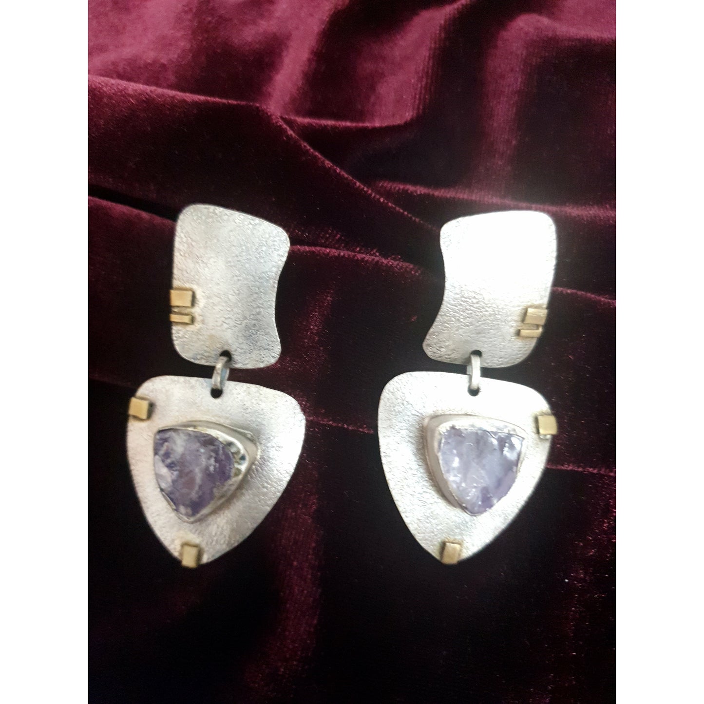 The Amethyst Triangle Earrings